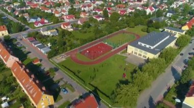 İlkokul oyun parkı Elblag Havacılık Polonya. Yüksek kalite 4k görüntü