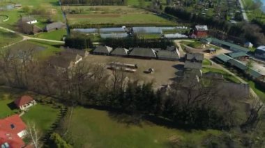 Skansen Museum Galician Market Sanok Aerial View Poland. High quality 4k footage