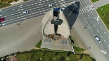 Monument Rzeszow Pomnik Czynu Rewolucyjnego Aerial View Poland. High quality 4k footage