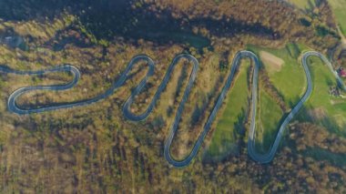 Beautiful Serpentine Mountains Sanok Bieszczady Aerial View Poland. High quality 4k footage