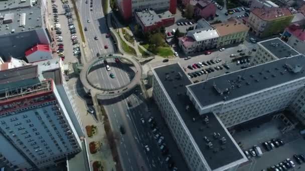 Γύρος Footbridge Rzeszow Okragla Kladka Aerial View Poland Υψηλής Ποιότητας — Αρχείο Βίντεο