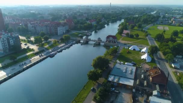 Elblag Coast Bridge Most Wybrzeze Gdanskie Aerial View Poland High — Stockvideo