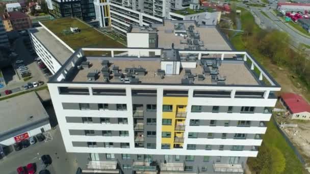 Roof Skyscrapers Rzeszow Dach Wiezowcow Aerial View Poland High Quality — Video