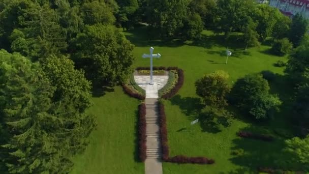 Papal Cross Elblag Krzyz Papieski Aerial View Poland High Quality — Stockvideo