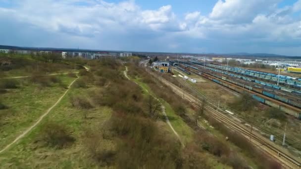 Slichowice鉄道駅Kielce Stacja航空ビューポーランド 高品質4K映像 — ストック動画