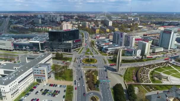 Panorama Garden Roundo Monument Rzeszow Aerial View Poland High Quality — Stock video