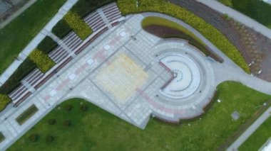 Multimedia Fountain Rzeszow Fontanna Aerial View Poland. High quality 4k footage