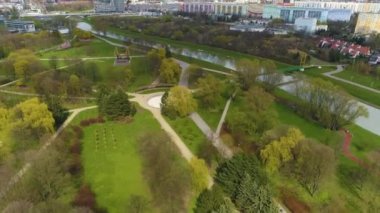 Park Of Culture And Leisure Rzeszow Park Kultury Aerial View Poland. High quality 4k footage