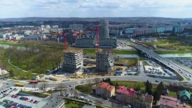 Panorama River Wislok Rzeszow Aerial View Poland. High quality 4k footage