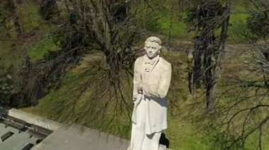 Kosciuszko Monument Sanok Pomnik Aerial View Poland. High quality 4k footage