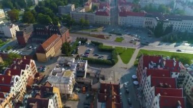 Plac Slowianski Square Elblag Aerial View Poland. High quality 4k footage