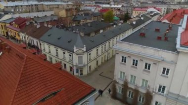Narrow Streets Near The Market Square In Kielce Aerial View Poland. High quality 4k footage