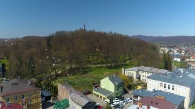 Adam Mickiewicz Mound Sanok Kopiec Aerial View Poland. High quality 4k footage