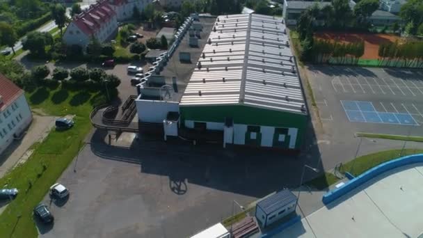Elblag Sports Club Stadium Aerial View Poland High Quality Footage — Stockvideo