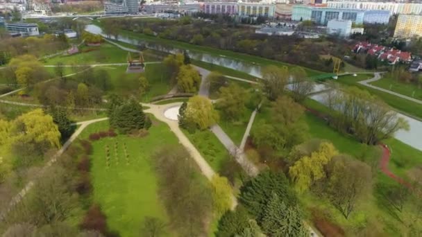 Park Culture Leisure Rzeszow Park Kultury Aerial View Poland High — Video