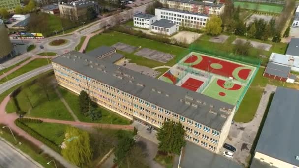 Elektromos Iskola Komplex Sportpálya Kielce Aerial View Lengyelország Kiváló Minőségű — Stock videók