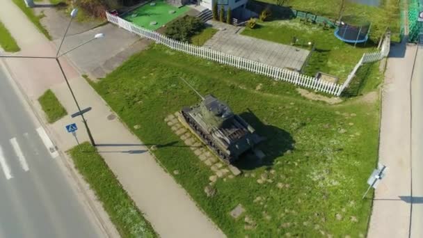 Denkmal Panzer Sanok Czolg Luftaufnahme Polen Hochwertiges Filmmaterial — Stockvideo