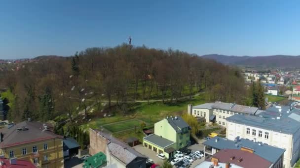 Adam Mickiewicz Mound Sanok Kopiec Aerial View Polen Hoge Kwaliteit — Stockvideo
