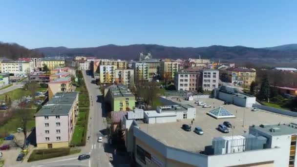 Prachtige Panorama Gebouwen Van Sanok Aerial View Polen Hoge Kwaliteit — Stockvideo