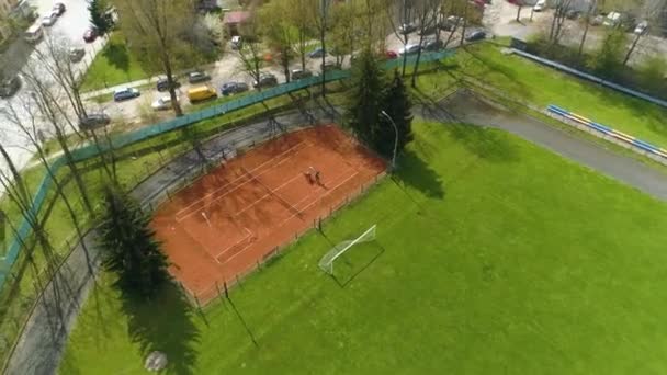 Stadium Tennis Court Rzeszow Aerial View Poland High Quality Footage — Video