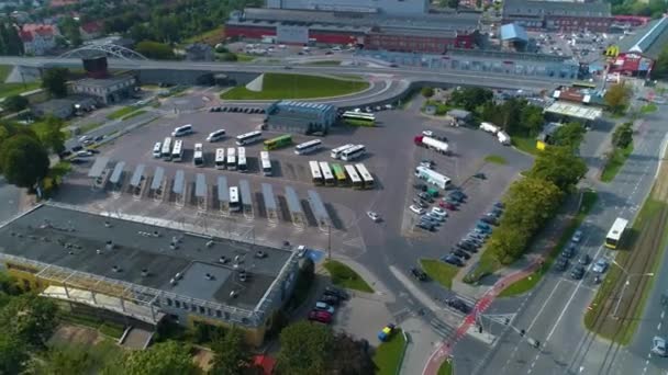Bus Station Elblag Dworzec Autobusowy Aerial View Poland High Quality — Stockvideo