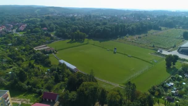 Football Field Elblag Boisko Aerial View Poland High Quality Footage — Stockvideo