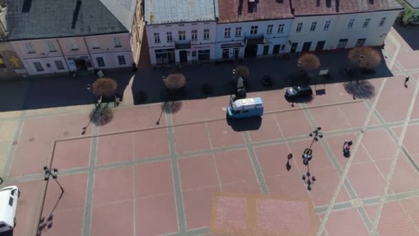 Centrum Market Sanok Rynek Ratusz Aerial View Poland High Quality — Stock video