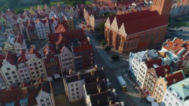 Old Market Square Elblag Stary Rynek Aerial View Poland. High quality 4k footage