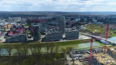 Panorama Nehri Wislok Rzeszow Hava Görüntüsü Polonya. Yüksek kalite 4k görüntü