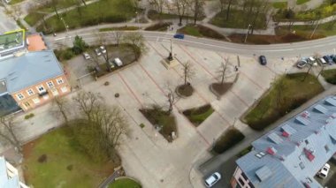 Monument Of Henryk Sienkiewicz In Kielce Pomnik Aerial View Poland. High quality 4k footage