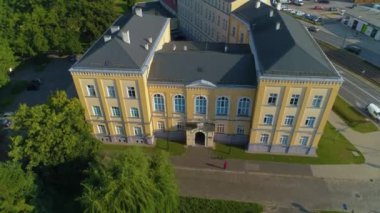 High School Rycerska Street Elblag Aerial View Poland. High quality 4k footage