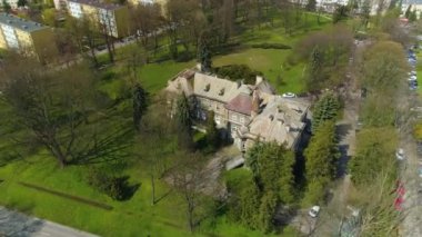 Palace Jedrzejowiczow Rzeszow Palac Aerial View Poland. High quality 4k footage