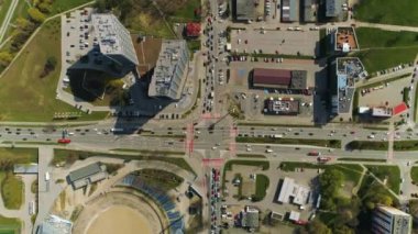 Top Down Kavşağı Rzeszow Powstancow Warszawy Hetmanska Havacılık Polonya. Yüksek kalite 4k görüntü