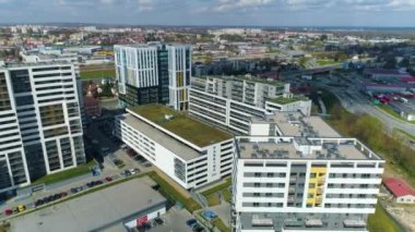 Gökdelenler Panorama Rzeszow Wiezowce Hava Görüntüsü Polonya. Yüksek kalite 4k görüntü