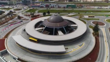 Bus Station Kielce Dworzec Autobusowy Aerial View Poland. High quality 4k footage