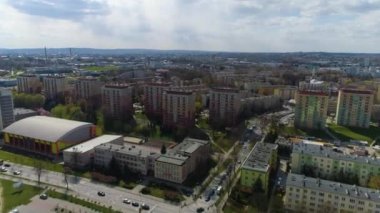Skyscrapers Panorama Rzeszow Wiezowce Aerial View Poland. High quality 4k footage