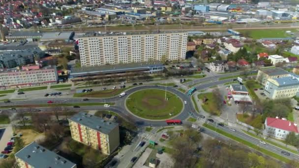 Rondo Jana Pawla Rzeszow Aerial View Poland High Quality Footage — Video