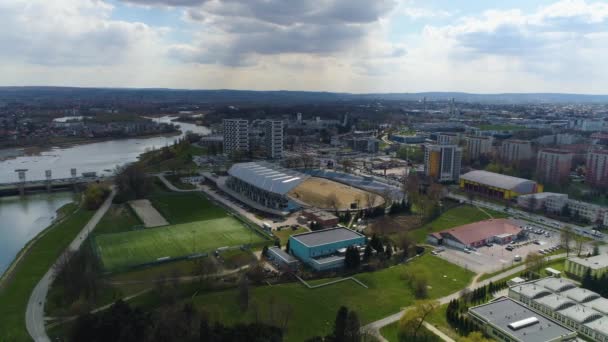Municipal Stadium Stal Rzeszow Stadion Miejski Aerial View Poland High — Video
