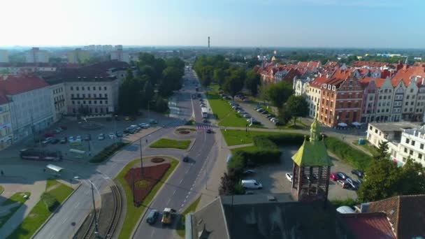 Plac Slowianski Square Elblag Aerial View Poland High Quality Footage — Vídeo de Stock