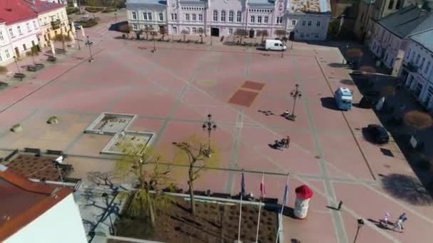 Centrum Market Sanok Rynek Ratusz Aerial View Poland High Quality — Wideo stockowe