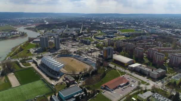 Beautiful Panorama Stadium Stal Rzeszow Aerial View Poland High Quality — Video