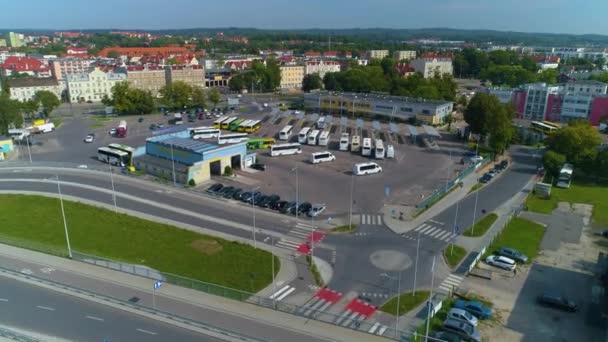 Dworzec Autobusowy Elbląg Dworzec Autobusowy Widok Lotu Ptaka Polska Wysokiej — Wideo stockowe