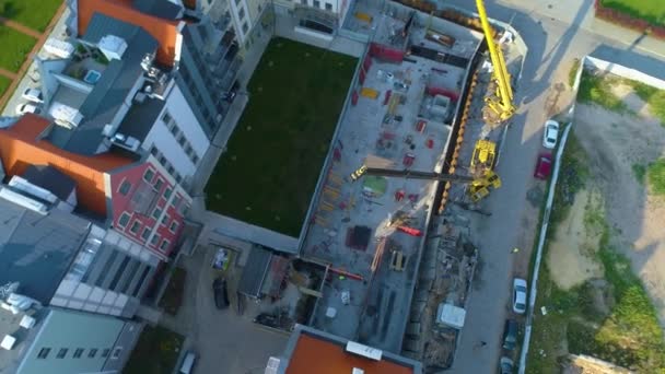 Buildings Crane Elblag Coast Boulevard Aerial View Poland High Quality — Wideo stockowe