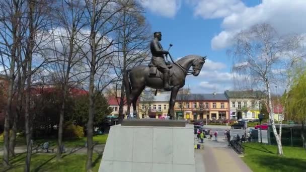 Pilsudski Monumento Rzeszow Pomnik Plac Wolnosci Vista Aérea Polonia Imágenes — Vídeos de Stock