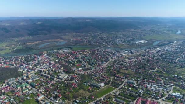 Beautiful Mountain Landscape Panorama Sanok Aerial View Poland High Quality — Stock video