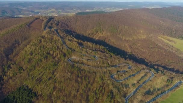 Lindas Montanhas Serpentine Sanok Bieszczady Vista Aérea Polônia Imagens Alta — Vídeo de Stock