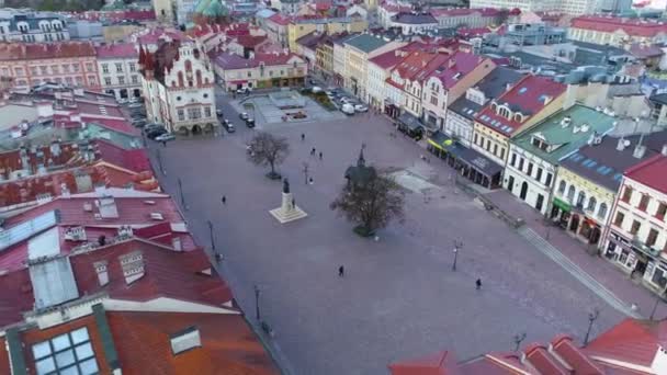 Ratusz Rzeszów Stare Miasto Ratusz Widok Lotu Ptaka Polska Wysokiej — Wideo stockowe