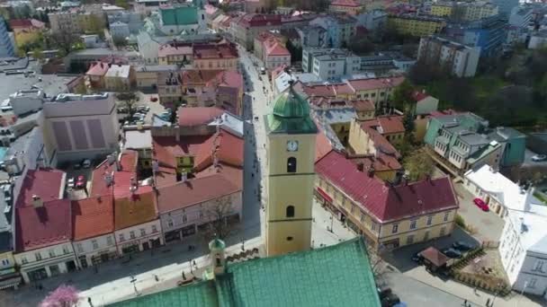 Church Old Town Rzeszow Stare Miasto Aerial View Poland High — Stockvideo