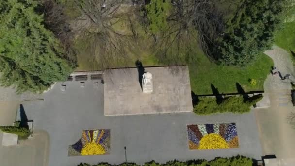 Kosciuszko Monument Sanok Pomnik Aerial View Poland High Quality Footage — Stockvideo