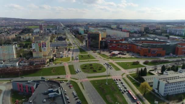 Panorama Intersection Aleja Niepodleglosci Rzeszow Aerial View Poland High Quality — 图库视频影像